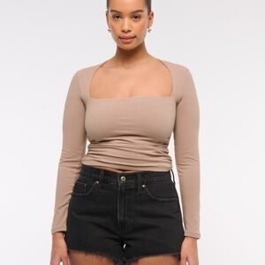 Abercrombie & Fitch Women's Distressed Black Mom Shorts